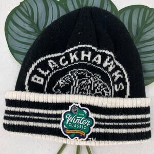 NHL Chicago Blackhawks 2019 Winter Classic Black White Knit Youth Beanie Hat